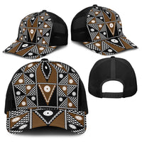 Fiji Brown Masi Pattern Baseball Net Cap Fijian Tapa LT01 - Polynesian Pride