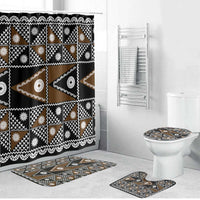 Fiji Brown Masi Pattern Bathroom Set Fijian Tapa LT01 Bathroom Set (4 pcs) Brown - Polynesian Pride