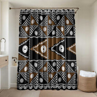 Fiji Brown Masi Pattern Bathroom Set Fijian Tapa LT01 Shower Curtain Only Brown - Polynesian Pride