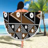 Fiji Brown Masi Pattern Beach Blanket Fijian Tapa LT01 - Polynesian Pride