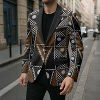 Fiji Brown Masi Pattern Blazer Fijian Tapa LT01 - Polynesian Pride