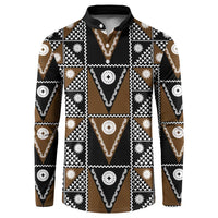Fiji Brown Masi Pattern Button Sweatshirt Fijian Tapa LT01 Brown - Polynesian Pride