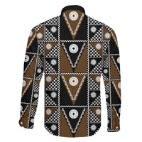 Fiji Brown Masi Pattern Family Matching Off Shoulder Maxi Dress and Hawaiian Shirt Fijian Tapa