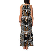 Fiji Brown Masi Pattern Family Matching Tank Maxi Dress and Hawaiian Shirt Fijian Tapa
