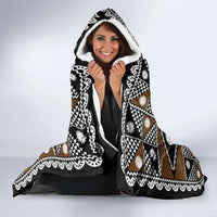 Fiji Brown Masi Pattern Hooded Blanket Fijian Tapa LT01 - Polynesian Pride