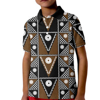 Fiji Brown Masi Pattern Kid Polo Shirt Fijian Tapa LT01 Kid Brown - Polynesian Pride