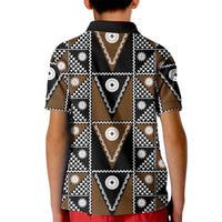 Fiji Brown Masi Pattern Kid Polo Shirt Fijian Tapa LT01 - Polynesian Pride