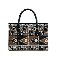 Fiji Brown Masi Pattern Leather Bag Fijian Tapa LT01 - Polynesian Pride