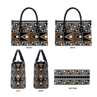 Fiji Brown Masi Pattern Leather Bag Fijian Tapa LT01 - Polynesian Pride