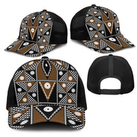 Fiji Brown Masi Pattern Mesh Trucker Cap Fijian Tapa LT01 - Polynesian Pride