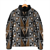 Fiji Brown Masi Pattern Padded Jacket Fijian Tapa LT01 - Polynesian Pride
