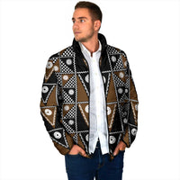 Fiji Brown Masi Pattern Padded Jacket Fijian Tapa LT01 - Polynesian Pride