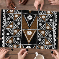 Fiji Brown Masi Pattern Puzzle Fijian Tapa LT01 - Polynesian Pride