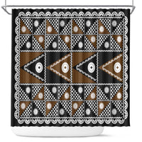 Fiji Brown Masi Pattern Shower Curtain Fijian Tapa LT01 Brown - Polynesian Pride