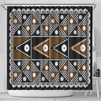 Fiji Brown Masi Pattern Shower Curtain Fijian Tapa LT01 - Polynesian Pride
