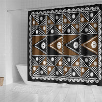 Fiji Brown Masi Pattern Shower Curtain Fijian Tapa LT01 - Polynesian Pride