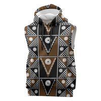 Fiji Brown Masi Pattern Sleeveless Hoodie Fijian Tapa LT01 Brown - Polynesian Pride
