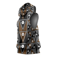 Fiji Brown Masi Pattern Sleeveless Hoodie Fijian Tapa LT01 - Polynesian Pride