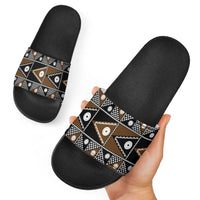 Fiji Brown Masi Pattern Slide Sandals Fijian Tapa LT01 - Polynesian Pride