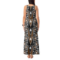 Fiji Brown Masi Pattern Tank Maxi Dress Fijian Tapa LT01 - Polynesian Pride