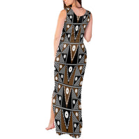 Fiji Brown Masi Pattern Tank Maxi Dress Fijian Tapa LT01 - Polynesian Pride