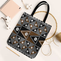 Fiji Brown Masi Pattern Tote Bag Fijian Tapa LT01 Black Strap One Size Brown - Polynesian Pride
