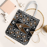 Fiji Brown Masi Pattern Tote Bag Fijian Tapa LT01 White Strap One Size Brown - Polynesian Pride