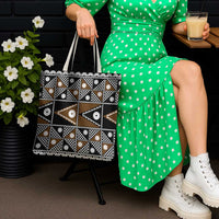 Fiji Brown Masi Pattern Tote Bag Fijian Tapa LT01 - Polynesian Pride