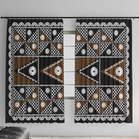 Fiji Brown Masi Pattern Window Curtain Fijian Tapa LT01 With Hooks Brown - Polynesian Pride