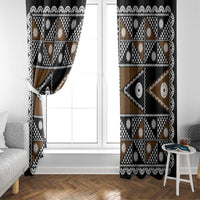 Fiji Brown Masi Pattern Window Curtain Fijian Tapa LT01 - Polynesian Pride