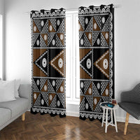 Fiji Brown Masi Pattern Window Curtain Fijian Tapa LT01 With Grommets Brown - Polynesian Pride