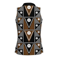 Fiji Brown Masi Pattern Women Sleeveless Polo Shirt Fijian Tapa LT01 - Polynesian Pride