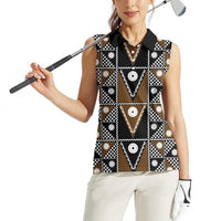 Fiji Brown Masi Pattern Women Sleeveless Polo Shirt Fijian Tapa LT01 - Polynesian Pride