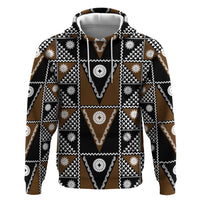 Fiji Brown Masi Pattern Zip Hoodie Fijian Tapa LT01 Pullover Hoodie Brown - Polynesian Pride