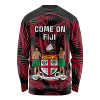 Fiji Rugby Long Sleeve Shirt Flying Fijians Red Palm Tree Version LT01 - Polynesian Pride