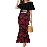 Fiji Rugby Mermaid Dress Flying Fijians Red Palm Tree Version LT01 Women Black - Polynesian Pride