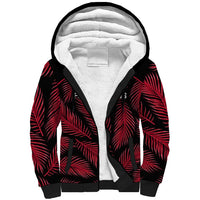 Fiji Rugby Sherpa Hoodie Flying Fijians Red Palm Tree Version LT01 Unisex Black - Polynesian Pride