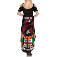 Fiji Rugby Summer Maxi Dress Flying Fijians Red Palm Tree Version LT01 - Polynesian Pride