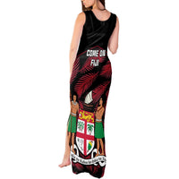 Fiji Rugby Tank Maxi Dress Flying Fijians Red Palm Tree Version LT01 - Polynesian Pride