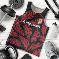 Custom Fiji Rugby Men Tank Top Flying Fijians Red Palm Tree Version LT01 Black - Polynesian Pride