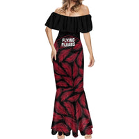 Custom Fiji Rugby Mermaid Dress Flying Fijians Red Palm Tree Version LT01 - Polynesian Pride