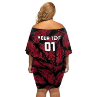 Custom Fiji Rugby Off Shoulder Short Dress Flying Fijians Red Palm Tree Version LT01 - Polynesian Pride