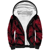 Custom Fiji Rugby Sherpa Hoodie Flying Fijians Red Palm Tree Version LT01 Unisex Black - Polynesian Pride