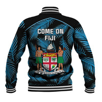Fiji Rugby Baseball Jacket Flying Fijians Blue Palm Tree Version LT01 - Polynesian Pride