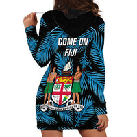 Fiji Rugby Hoodie Dress Flying Fijians Blue Palm Tree Version LT01 - Polynesian Pride