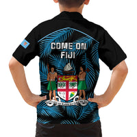 Fiji Rugby Kid Hawaiian Shirt Flying Fijians Blue Palm Tree Version LT01 - Polynesian Pride