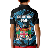 Fiji Rugby Kid Polo Shirt Flying Fijians Blue Palm Tree Version LT01 - Polynesian Pride