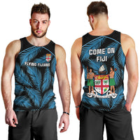 Fiji Rugby Men Tank Top Flying Fijians Blue Palm Tree Version LT01 - Polynesian Pride