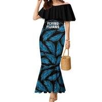 Fiji Rugby Mermaid Dress Flying Fijians Blue Palm Tree Version LT01 Women Black - Polynesian Pride