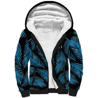 Fiji Rugby Sherpa Hoodie Flying Fijians Blue Palm Tree Version LT01 Unisex Black - Polynesian Pride
